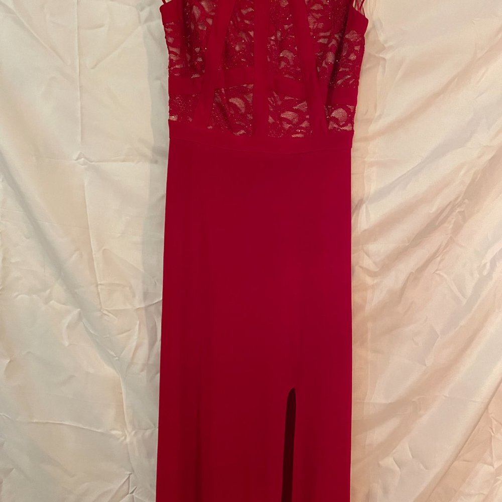Formal Red Sequined Dress with High Slit - never worn